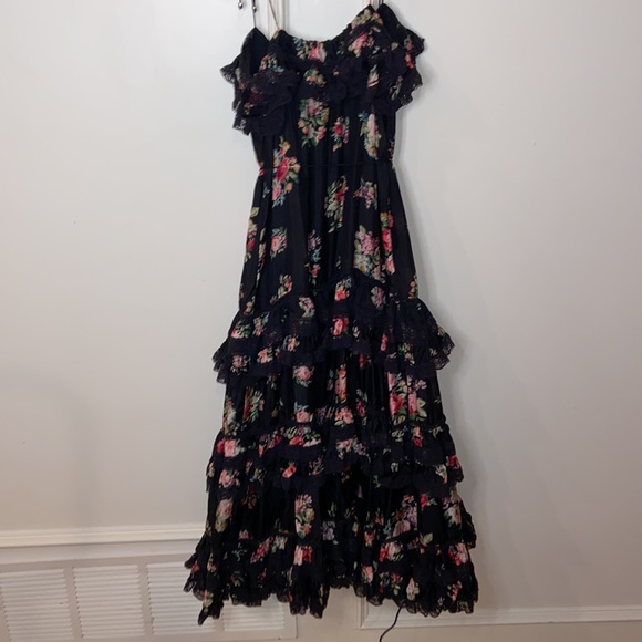Zimmermann Honour Floral-print Tiered Silk Midi Dress In Black- siz… - Picture 11 of 15